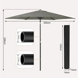 BukkitBow strandparasol, UV-bestendig en zeshoekig, 45° buigbaar met handslinger voor schaduw op het strand.