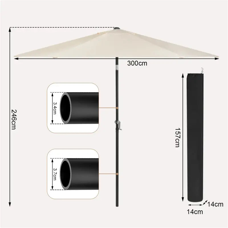 BukkitBow UV-bestendig zeshoekig strandparasol met 45° buiging en handslinger voor schaduw op het strand