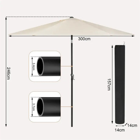 BukkitBow zeshoekig strandparasol met UV-bestendige stof, 45° buigbare arm en handige handslinger voor schaduw op het strand