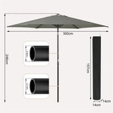 BukkitBow strandparasol UV-bestendig, zeshoekig met handvanger en 45° buigbaar, geschikt voor op het strand.