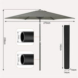 BukkitBow strandparasol UV-bestendig, zeshoekig met handslinger en 45° buigbare steel voor schaduw op het strand