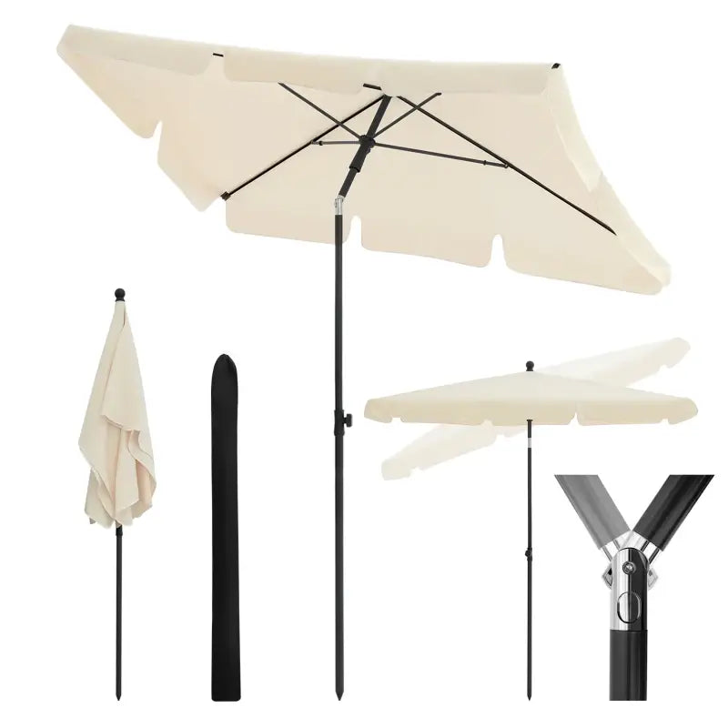 BukkitBow strandparasol UV-bestendig, waterdicht, 200x120 cm, 45° buigbaar voor schaduw op het strand of tuin