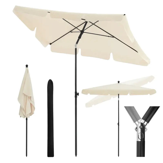 BukkitBow strandparasol UV-bestendig, waterdicht, 200x120 cm, 45° buigbaar voor schaduw op het strand of tuin