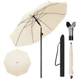 BukkitBow parasol, UV-bestendig strandparasol, ronde vorm, hoogte verstelbaar en 45° buigbaar voor schaduw op het strand