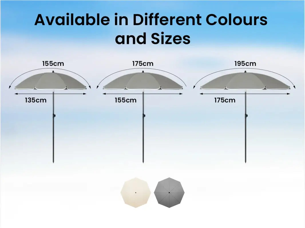 BukkitBow strandparasol, UV-bestendig, rond, hoogte verstelbaar en 45° buigbaar voor schaduw op het strand.