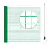 Groene BukkitBow tuinhek van 53 g/m² PE, pluimveenet en campinghek, geschikt voor tuin en afrastering, stevig en duurzaam.