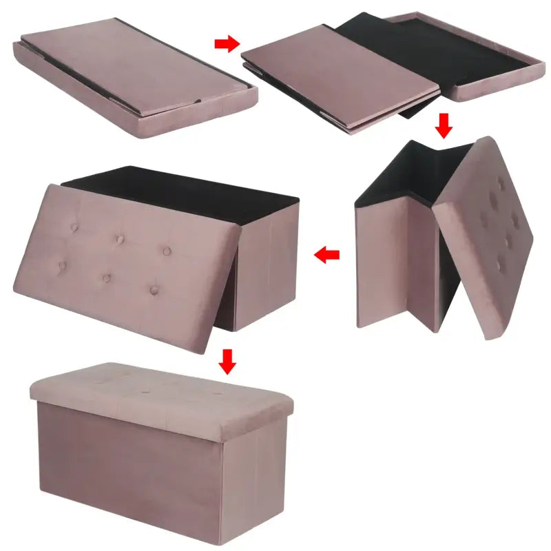BukkitBow poef en opbergbank met opvouwbaar ontwerp, grote capaciteit, comfortabel oppervlak, multifunctioneel, 76x38x38cm in afbeelding