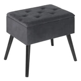 BukkitBow poef met fluwelen laag en opbergruimte, comfortabel zittend multifunctioneel, 50x35x45cm, zwart en zacht materiaal.