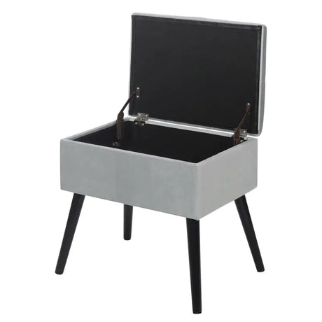 BukkitBow poef met fluwelen laag en opbergruimte, multifunctioneel en comfortabel zittend, 50x35x45cm in afbeelding.