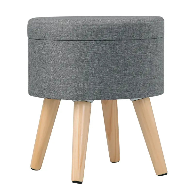 BukkitBow poef van linnen of fluweel, sterke en duurzame voetenbank, comfortabele zit, 32 cm zitoppervlak, stijlvolle design