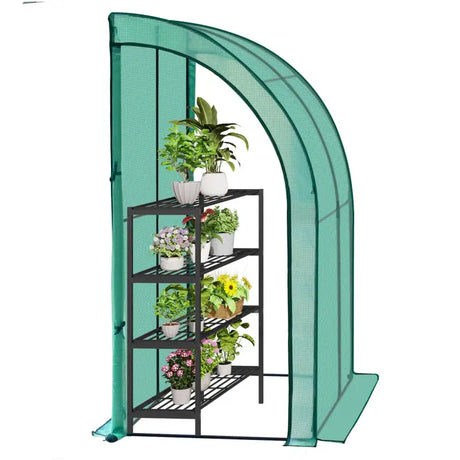 BukkitBow polytunnel tuinkas voor groenteteelt, winterproof, compact ontwerp met 2 grote deuren, afmeting 200x100x210cm.