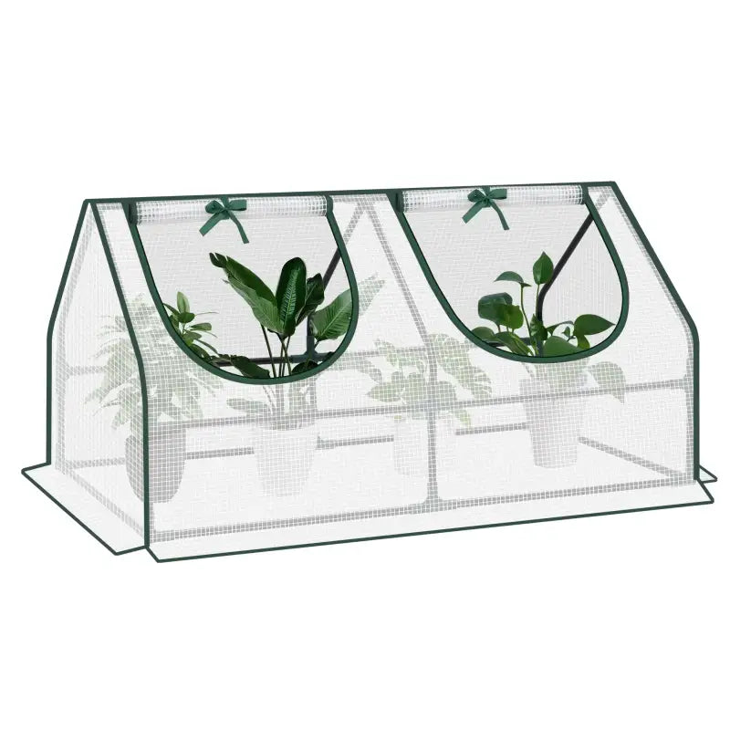 BukkitBow polytunnel tuinkas voor groenten, winterproof met 2 luiken, compact formaat 120x60x60cm, geschikt voor tuinieren.