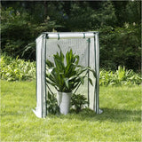 BukkitBow polytunnel tuinkas voor groenten, winterproof met groot luik en 3 bloemenplanken, 100x50x150cm, compacte tuinserre