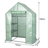 BukkitBow polytunnel tuinkas voor groenten teelt, compact met groot luik en drie bloemenplanken, winterproof, 143x215x195 cm
