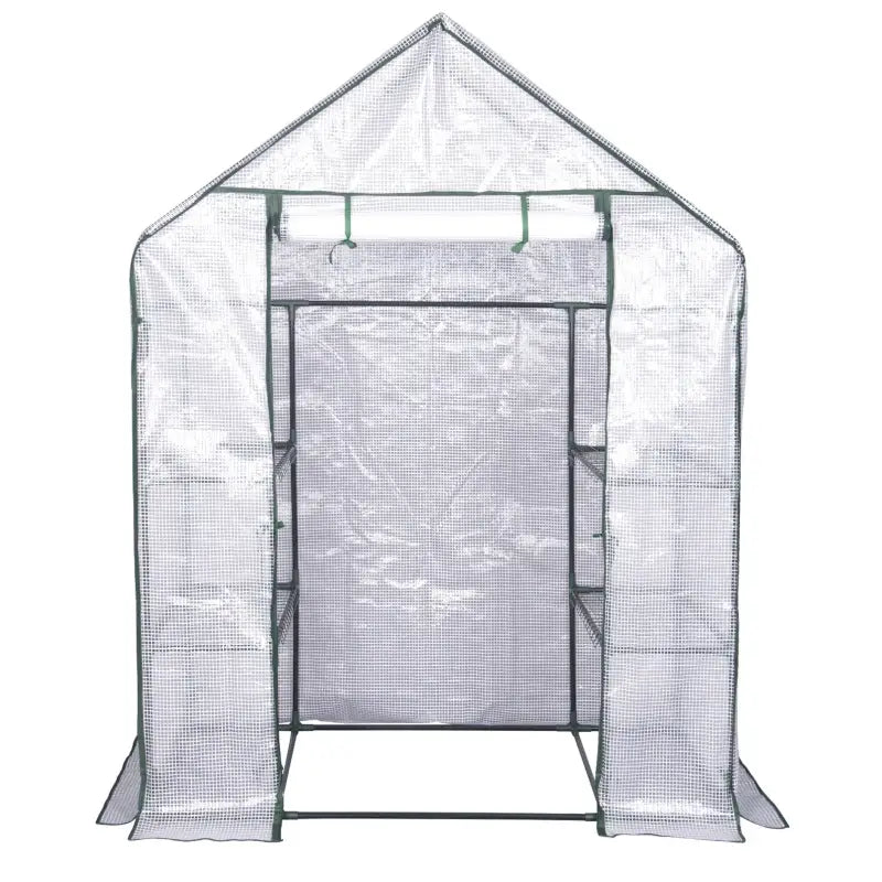 BukkitBow polytunnel tuinkas voor groenten, winterproof, met groot luik en 3 bloemenplanken, afmetingen 143x73x195 cm