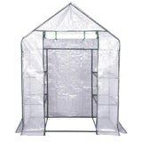 BukkitBow polytunnel tuinkas voor groenten, winterproof, met groot luik en 3 bloemenplanken, afmetingen 143x73x195 cm