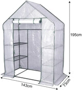 BukkitBow polytunnel tuinkas voor groenten teelt, winterproof, compact ontwerp met groot luik en drie bloemenplanken.