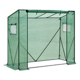 BukkitBow polytunnel tuinkas voor groenten teelt, compact met groot luik en drie bloemenplanken, 200x169x77 cm.