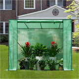 BukkitBow polytunnel tuinkas voor groenten, winterproof, compacte tuin kas met groot luik en drie bloemenplanken, 200x169x77cm