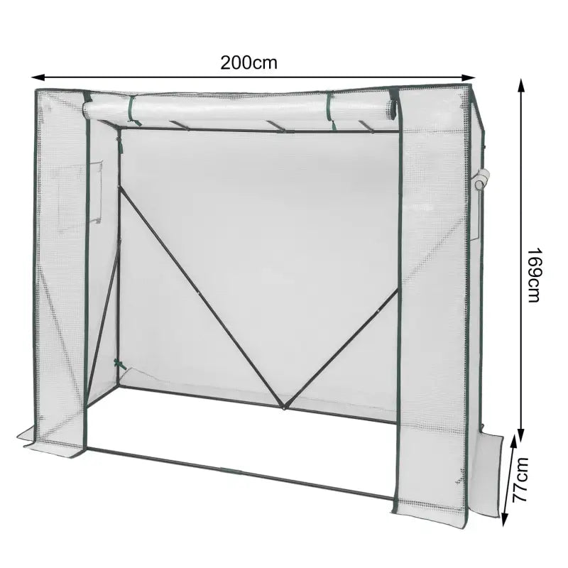 BukkitBow polytunnel tuinkas voor groenten, winterproof, compact ontwerp met groot luik en drie bloemenplanken, 200x169x77cm