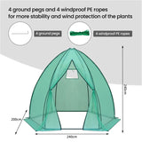 BukkitBow polytunnel tuinkas voor groenten, winterproof, compact met groot luik en raam, 240x240x200 cm.