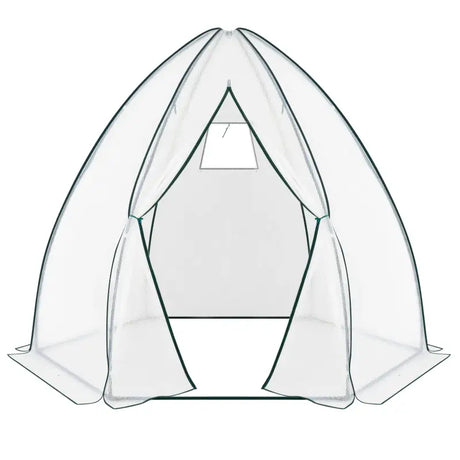 BukkitBow polytunnel tuinkas voor groenteteelt, winterproof, compact met groot luik en raam, afmetingen 240x240x200 cm.