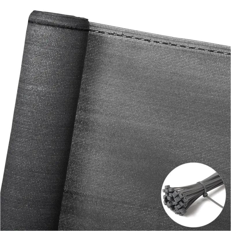 BukkitBow privacy scherm in antraciet, 150g/m², schaduwend 85%, temperatuurbestendig, inclusief kabelbinders voor privacy.