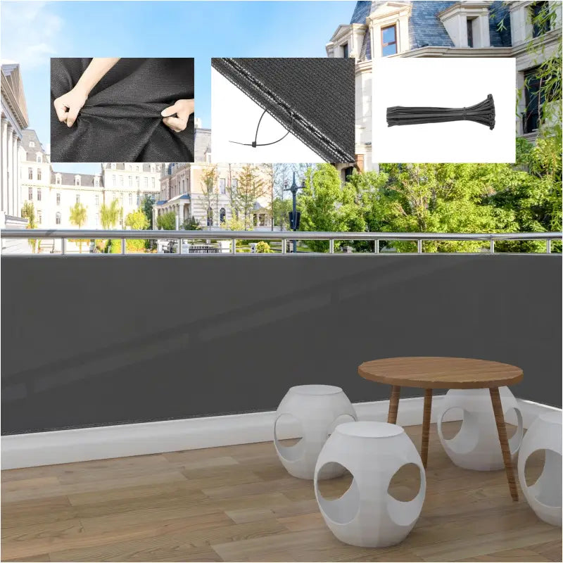 BukkitBow privacy scherm in antraciet, 180g/m², schaduwend 85%, temperatuurbestendig, inclusief 50 kabelbinders voor privacy.