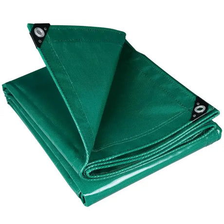 Lichtgrijs PVC afdekzeil van BukkitBow, weer- en UV-bestendig, 500g/m² met gegalvaniseerde oogjes voor veelzijdig gebruik.