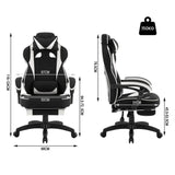 BukkitBow racegamingstoel van fluweel met rugkussen, nekkussen en voetensteun, hoogte 49 cm, geschikt voor gamen en comfortabel zitten.