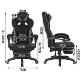 BukkitBow Racing gaming stoel van stof of leer met rug- en nekkussen, voetsteun, verstelbare hoogte 45-52 cm.