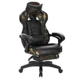 BukkitBow Racing gamingstoel met stof of leder, rug- en nekkussen, voetsteun, hoogte 45-52cm, comfortabele gamestoel.
