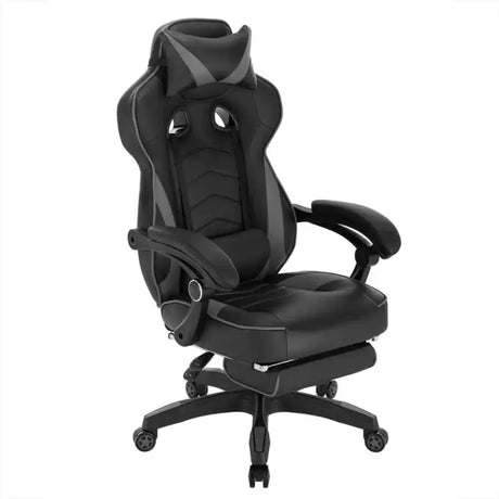 BukkitBow racing gamestoel in stof of leer met rug-, nek- en voetensteun, hoogte 45-52 cm, voor comfortabel gamen