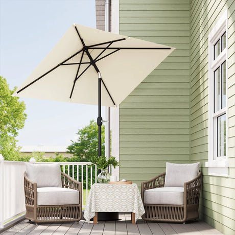 Rechthoekige BukkitBow parasol met slinger en kantelfunctie, 200x135cm, voor schaduw en comfort in de tuin