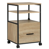 Verrijdbare BukkitBow rolcontainer archiefkast met 1 lade en 2 open vakken, afmetingen 40x40x66 cm, geschikt voor archiefopslag.