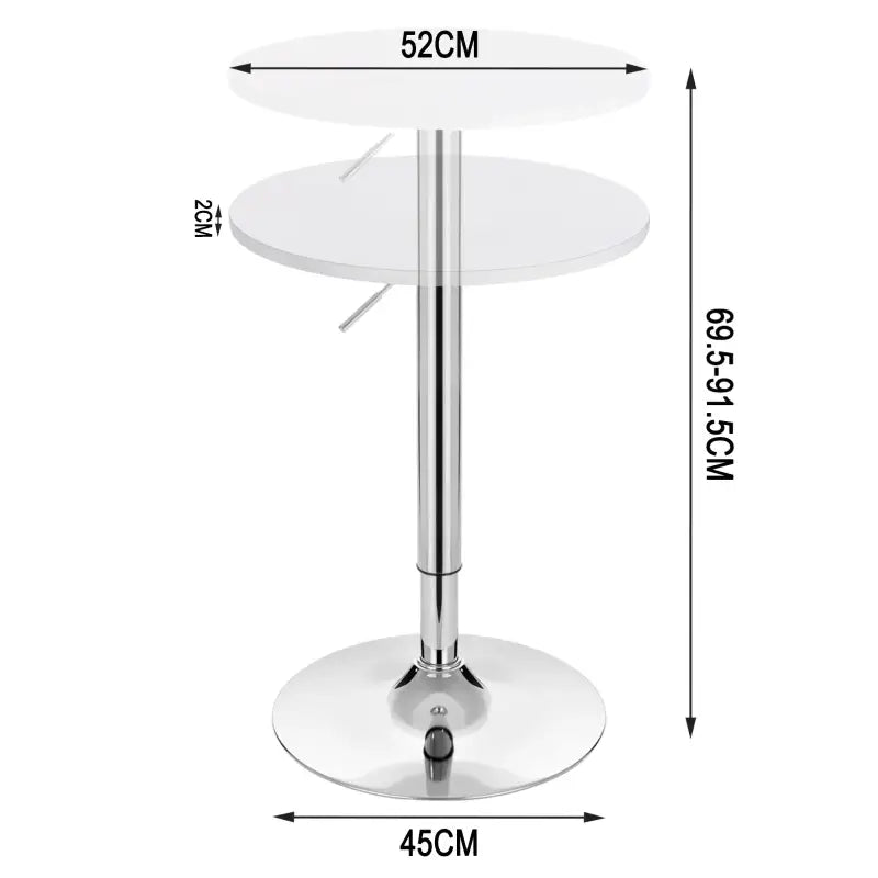 BukkitBow ronde bartafel van MDF en metaal, in hoogte verstelbaar en draaibaar, wit of zwart, 52cm diameter, modern design