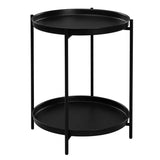 BukkitBow ronde metalen bijzettafel van 44x53cm met afneembare dienbladen, modern design, geschikt voor woonkamer of terras.
