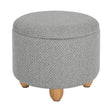 Ronde BukkitBow opbergpoef met zitkist en voetbank, 39x39x33 cm, met opbergruimte en houten deksel voor woonkamer of slaapkamer