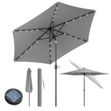 Ronde BukkitBow parasol 300cm met solar LED-verlichting en beschermhoes, ideaal voor buiten.