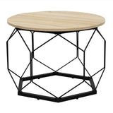 Ronde bijzettafel van BukkitBow met hout en metaal, industrieel design en verborgen opbergruimte voor in de woonkamer