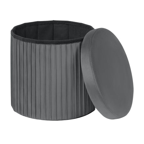 Velvet ronde opbergpoef van BukkitBow met opbergruimte, modern design en opvouwbaar voor handige opslag en stijl.