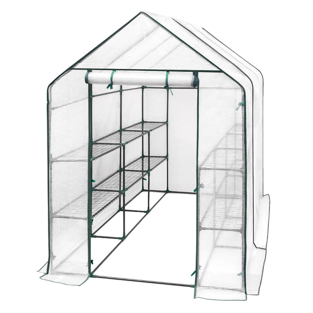 Ruime BukkitBow tuinkas met UV-bestendige folie, rits en stalen frame voor bescherming tegen weer en wind.
