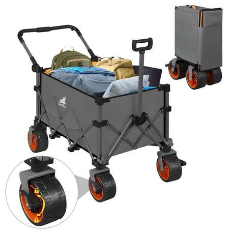 BukkitBow opvouwbare bolderkar met metalen frame, Oxford doek en grote all-terrain wielen voor stevig vervoer.