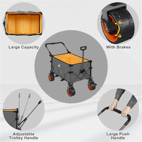 BukkitBow opvouwbare bolderkar met metalen frame, Oxford doek en grote all-terrain wielen voor robuust en veelzijdig gebruik.