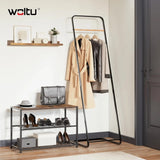 Ruimtebesparend L-vormig kledingrek van BukkitBow met modern metalen design en stevige structuur, geschikt voor garderobe en slaapkamer.