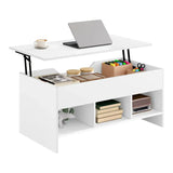 Witte BukkitBow salontafel met uitschuifbaar blad, opbergruimte en vakken, bijzettafel voor woonkamerdecoratie.