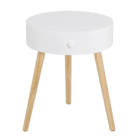 Scandinavisch nachtkastje van BukkitBow met MDF en grenen, waterbestendig met anti-slip voeten, 38x38x47cm.