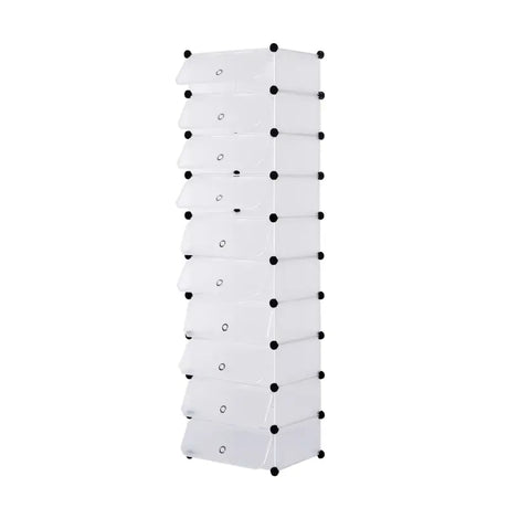 BukkitBow schoenenrek met 10 compartimenten, stevig ontwerp, multifunctioneel opbergmeubel, afmetingen 48x173x36 cm