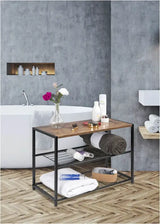 BukkitBow schoenenrek met plank, stevig en stabiel, multifunctioneel gebruik als decoratie tafel, afmetingen 63x30x43cm.