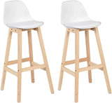 BukkitBow barkruk set met massief houten en kunststof zitting, kunstleren bekleding, zithoogte 75 cm, geschikt als comfortabele barkruk.